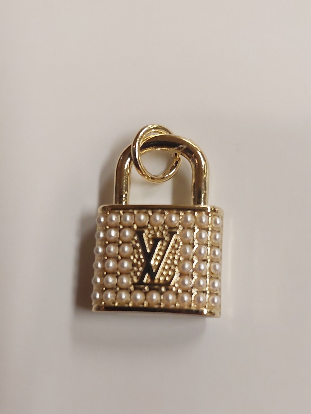 LV Gold & Pearl Mini Padlock Charm Pendant